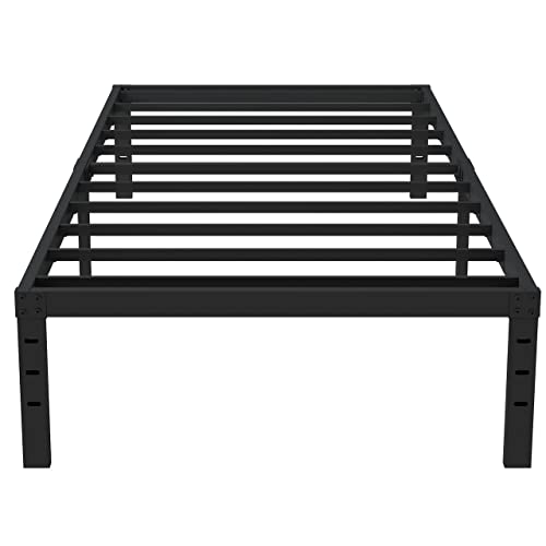 Upcanso 16 Inch Twin Bed Frames No Box Spring Need, Metal Platform Bed Frame Twin Size Heavy Duty Mattress Foundation with 14 In