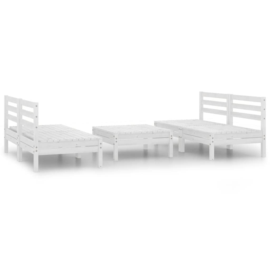 Vidaxl Solid Wood Pine Patio Lounge Set 5 Piece Garden Outdoor Terrance Backyard Furniture Set Wooden Lounge Sofa Seating Chair Seat White