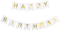 atorakushon White and Gold Happy Birthday Banner Decoration For Boys Girls Boyfriend Girlfriend Cuple Kids Birthday Celebrations