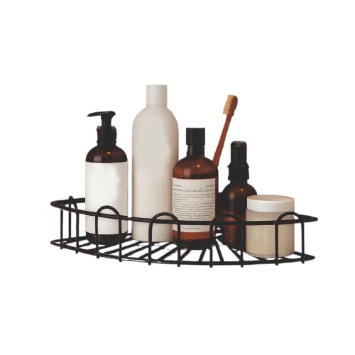 NOVIQUE ESSENTIAL Self Adhesive Corner Shelf for Bathroom & Kitchen | No Drill, Rustproof Stainless Steel PowderCoated SpaceSa