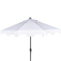 Safavieh Pat8000K Outdoor Collection Zimmerman White Uv Resistant 9 Ft Crank Market Push Button Tilt Flap Umbrella