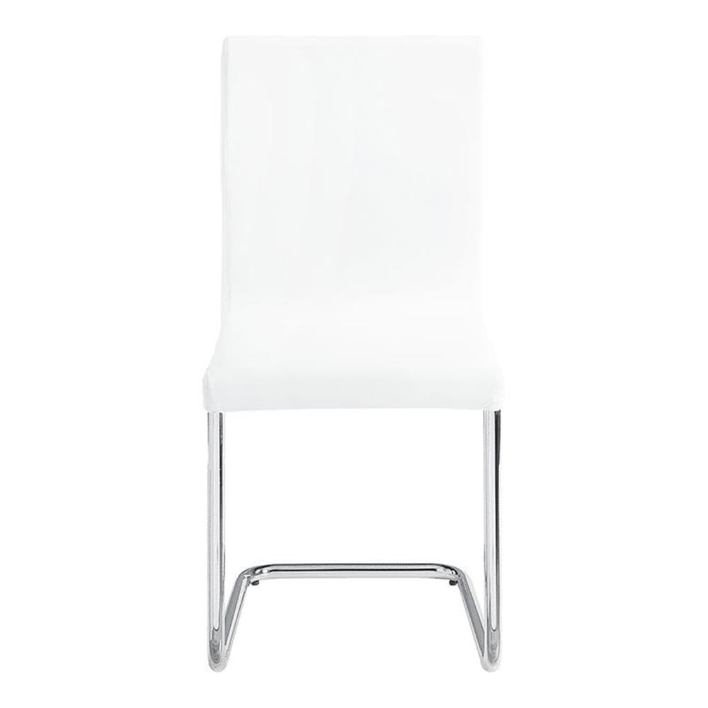 Acme Palton Faux Leather Tufted Side Chairs in White and Chrome (Set of 2)