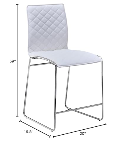 Best Master Furniture Duncan 24&Quot; Faux Leather Counter Stool In White/Chrome