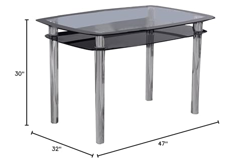 Best Master Furniture T06T Bailee Contemporary Glass & Stainless Steel Dining Table in Chrome, Silver