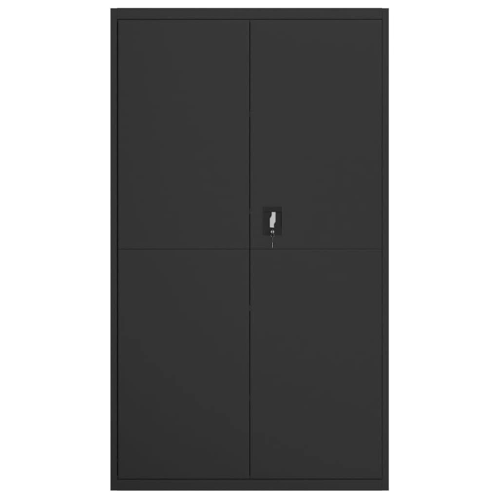 vidaXL Extra-Wide Lockable Filing Cabinet - Black Powder-Coated Steel with 4 Adjustable Shelves, Ample Storage Space, Ideal Office Furniture