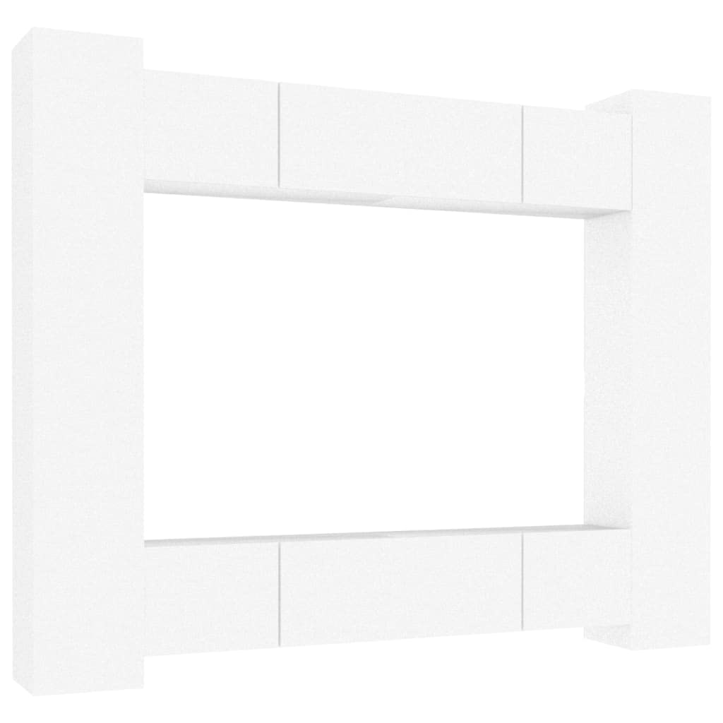 vidaXL Engineered Wood TV Stand Set in Classic White - Consists of 8 Pieces, Stylish, Modern, and Convenient