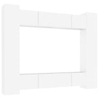 vidaXL Engineered Wood TV Stand Set in Classic White - Consists of 8 Pieces, Stylish, Modern, and Convenient