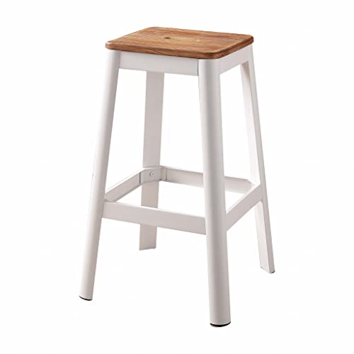 HomeRoots Natural & White Metal, Wood 30' White and Natural Metal and Wood Backless Bar Stool