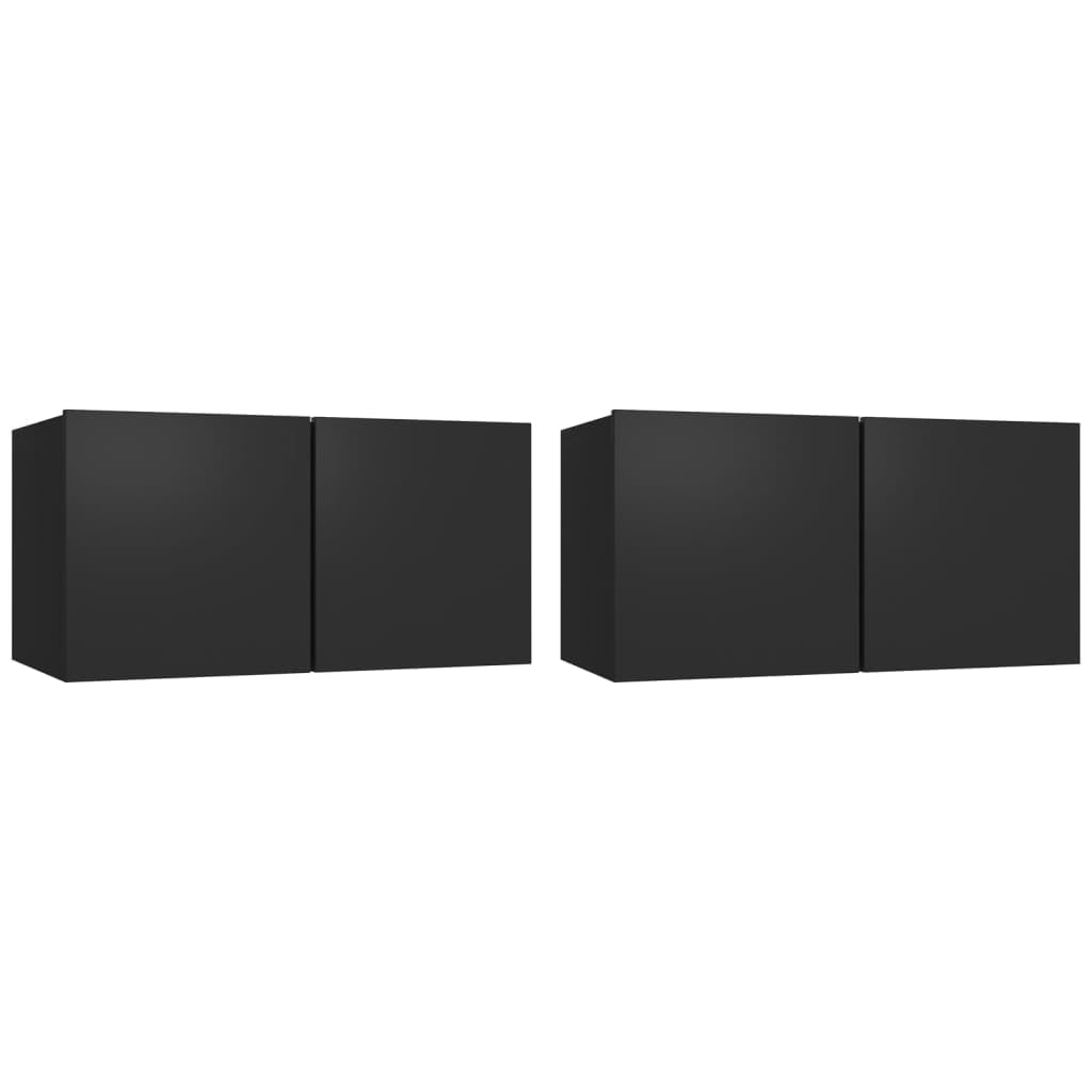 vidaXL 4 Piece TV Cabinet Set Black Engineered Wood