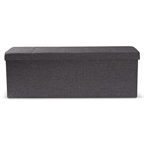 Baxton Studio Haide Modern and Contemporary Dark Grey Fabric Upholstered Storage Ottoman