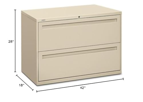 Hon 700 Series Lateral Files W/ Locks-2-Drawer Lateral File, 42"X19-1/4"X28-3/8", Putty
