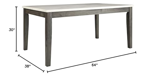 HomeRoots Marble, Wood 64&quot; X 38&quot; X 30&quot; Marble and Gray Oak Dining Table