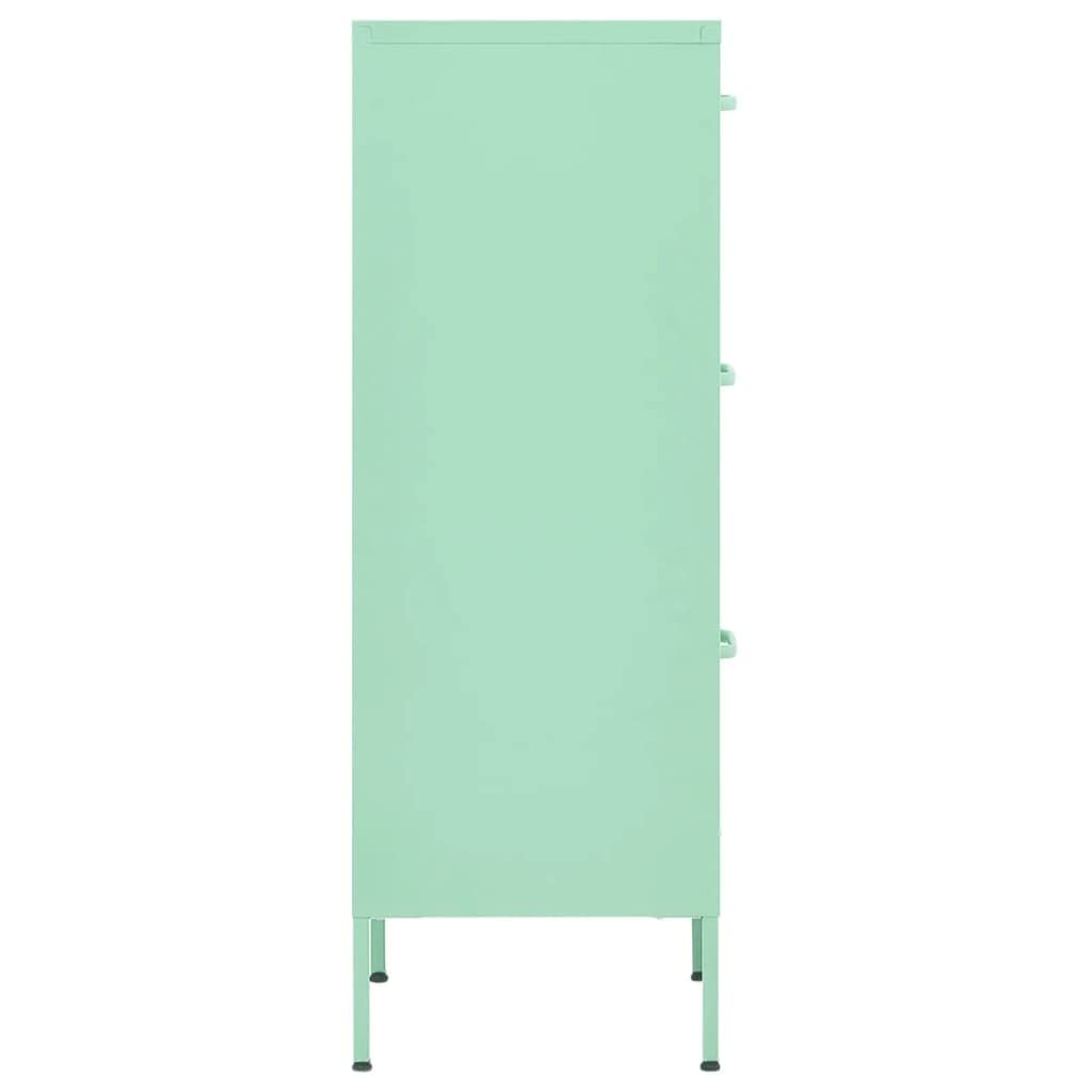 vidaXL Mint Green Steel Storage Cabinet, 16.7"x13.8"x40", Adjustable Levellers, Extendable Drawers with Ballbearing Runners, Industrial Style, Load Capacity up to 132.3 lb