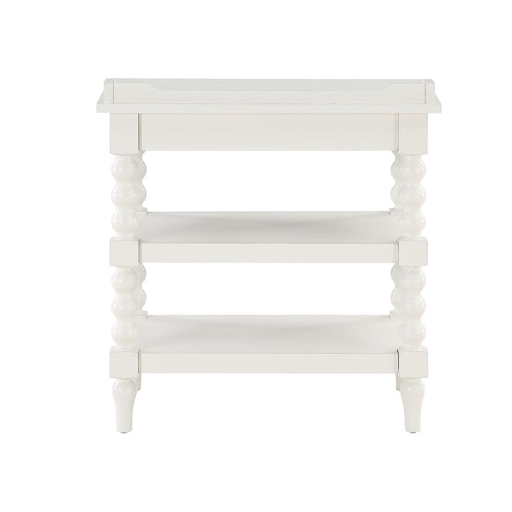 Comfort Pointe Averly Antique White Wood Turned Leg Storage Nightstand