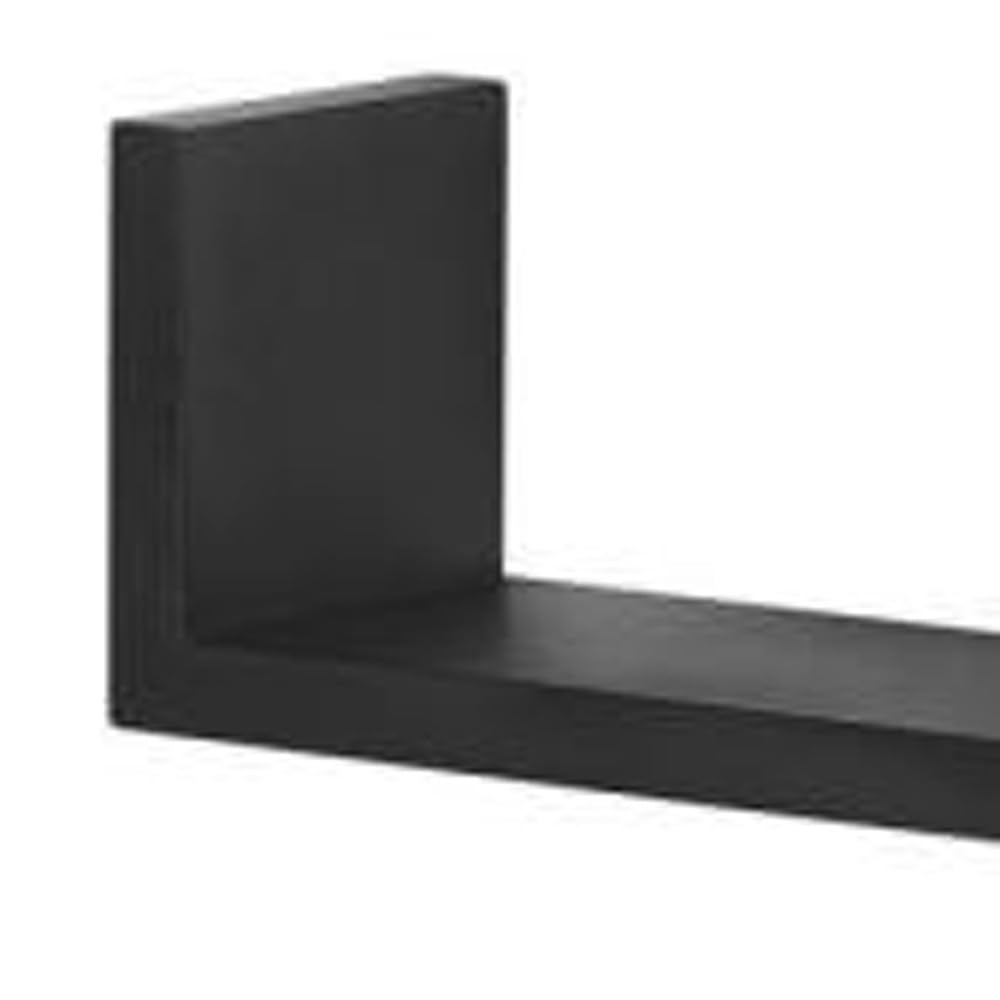 HomeRoots 399287 24 in. Two Shelves Solid Wood Wall Mounted Shelving Unit Black