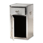 Baxton Studio Serge French Industrial Silver Metal 1-Door Accent Storage Cabinet