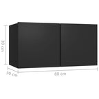vidaXL TV Cabinet Set 6 Piece Home Indoor Living Room Hanging Wall-Mounted Stereo Plasma HiFi Cabinet TV Stand Unit Furniture Black Engineered Wood