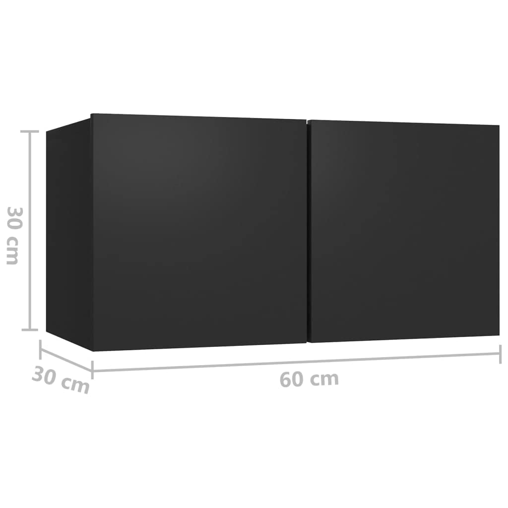 vidaXL TV Cabinet Set 6 Piece Home Indoor Living Room Hanging Wall-Mounted Stereo Plasma HiFi Cabinet TV Stand Unit Furniture Black Engineered Wood