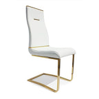 Creative Images Polyurethane Dining Chair, Stainless Steel Silver Base, Set of 2 White Gold White Finish
