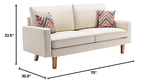 Lilola Home Bahamas Beige Linen Sofa with 2 Throw Pillows