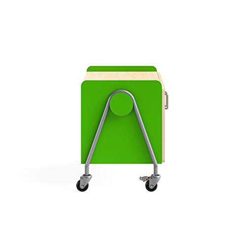 Safco Products 3933GRN Whiffle Typical 13, Double Column 4-Tote 2-Shelf Doored Rolling Storage Cart with Magnetic Dry-Erase Back, Green, 27 1/4&quot; H, 27.25&quot; Tall