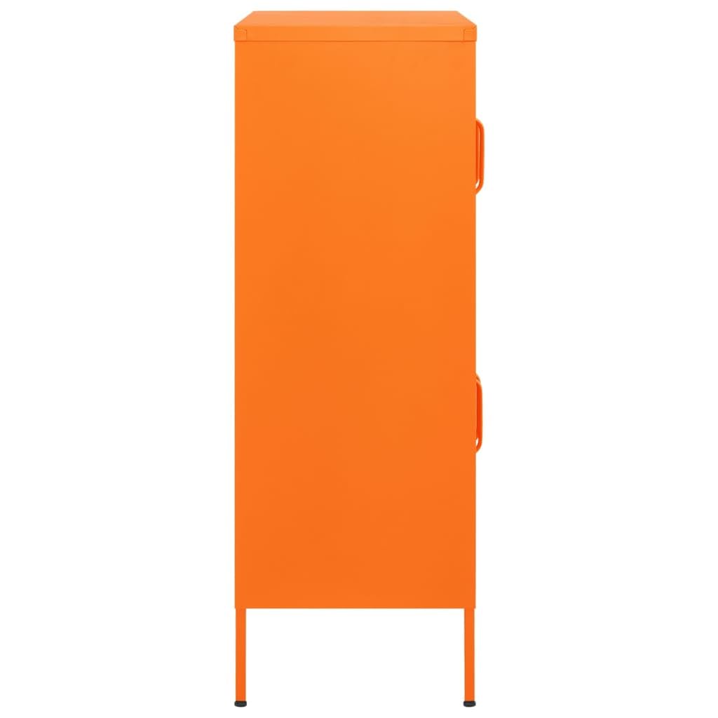 vidaXL Orange Steel Storage Cabinet with 2 Adjustable Shelves – 31.5&quot;x13.8&quot;x40&quot; – Industrial Style – Assembly Required