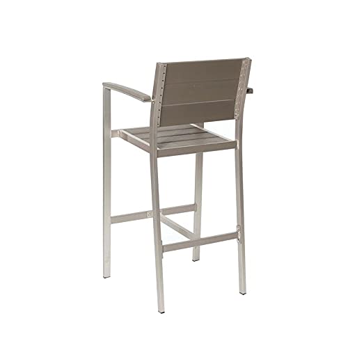 Pangea Home Breeze 44" Aluminum Outdoor Bar Stools in Gray (Set of 6)