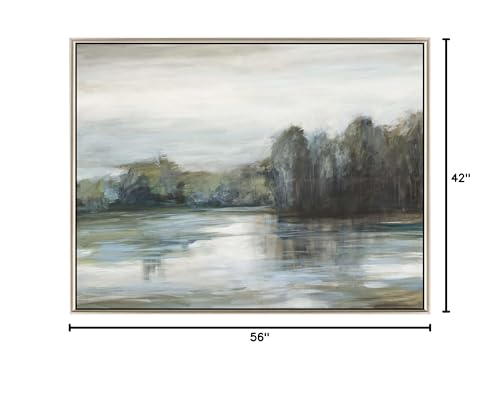 Serenity's Edge Lakeside Landscape Silver Floater Frame Print Wall Art