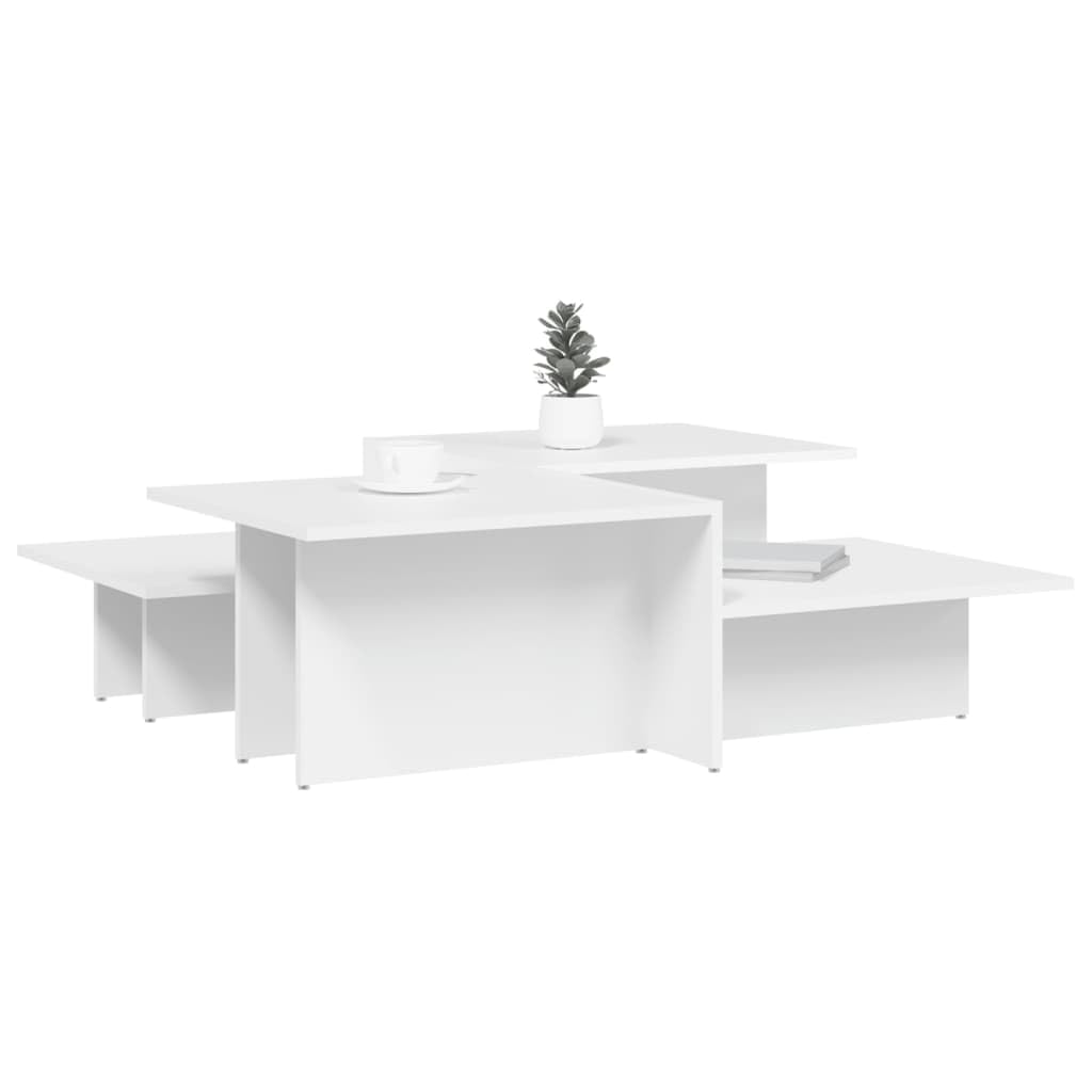 vidaXL White Coffee Tables Set of 2, Engineered Wood - Stylish Multipurpose Tables for Living Room, Lounge, Office or Bedroom