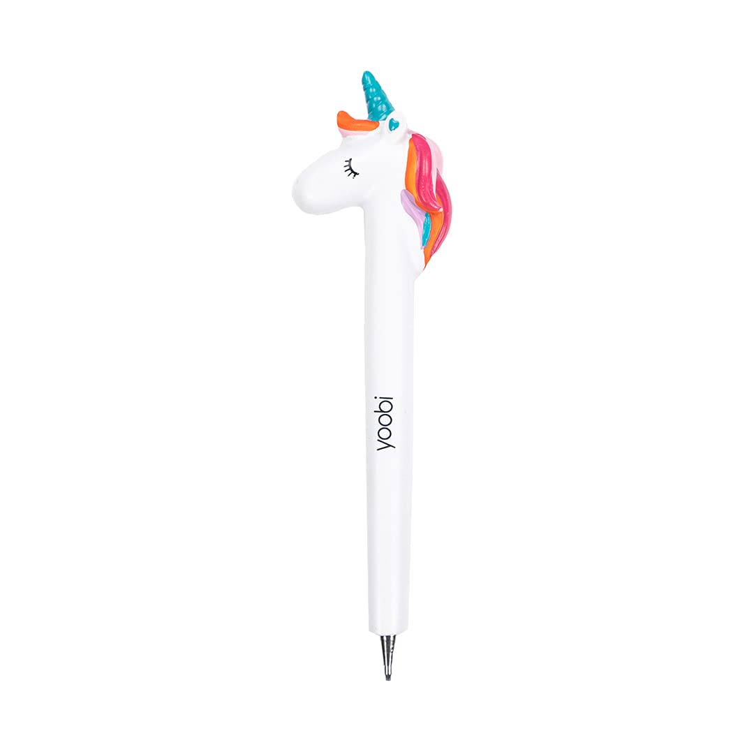 Yoobi Unicorn Cute Pens For Girls - 0.8Mm Black Ballpoint Pens W/Caps - Smooth Writing Black Pens Ballpoint - Fun Pens For Kids
