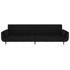 vidaXL Black Velvet 2-Seater Loveseat Sofa Bed - Adjustable Sleeper Couch with Pillows for Living Room and Guest Room