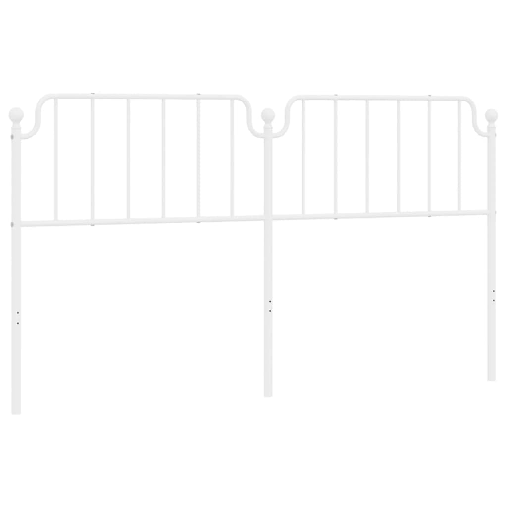 vidaXL White Metal Headboard - Stylish and Robust Headboard for Bed Frame with Sturdy Legs and Back Support - Powder-Coated Steel Construction - Easy-Assembly Required