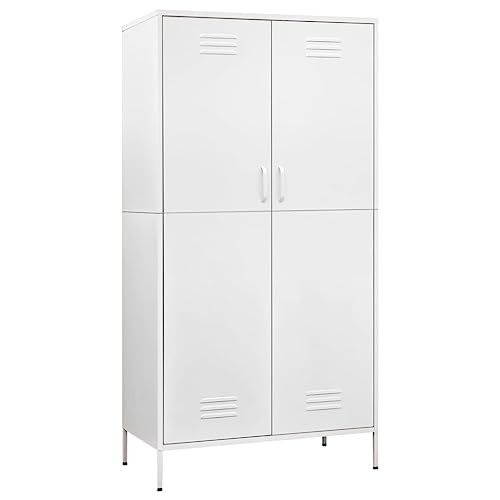 vidaXL Wardrobe White 35.4&quot;x19.7&quot;x70.9&quot; Steel