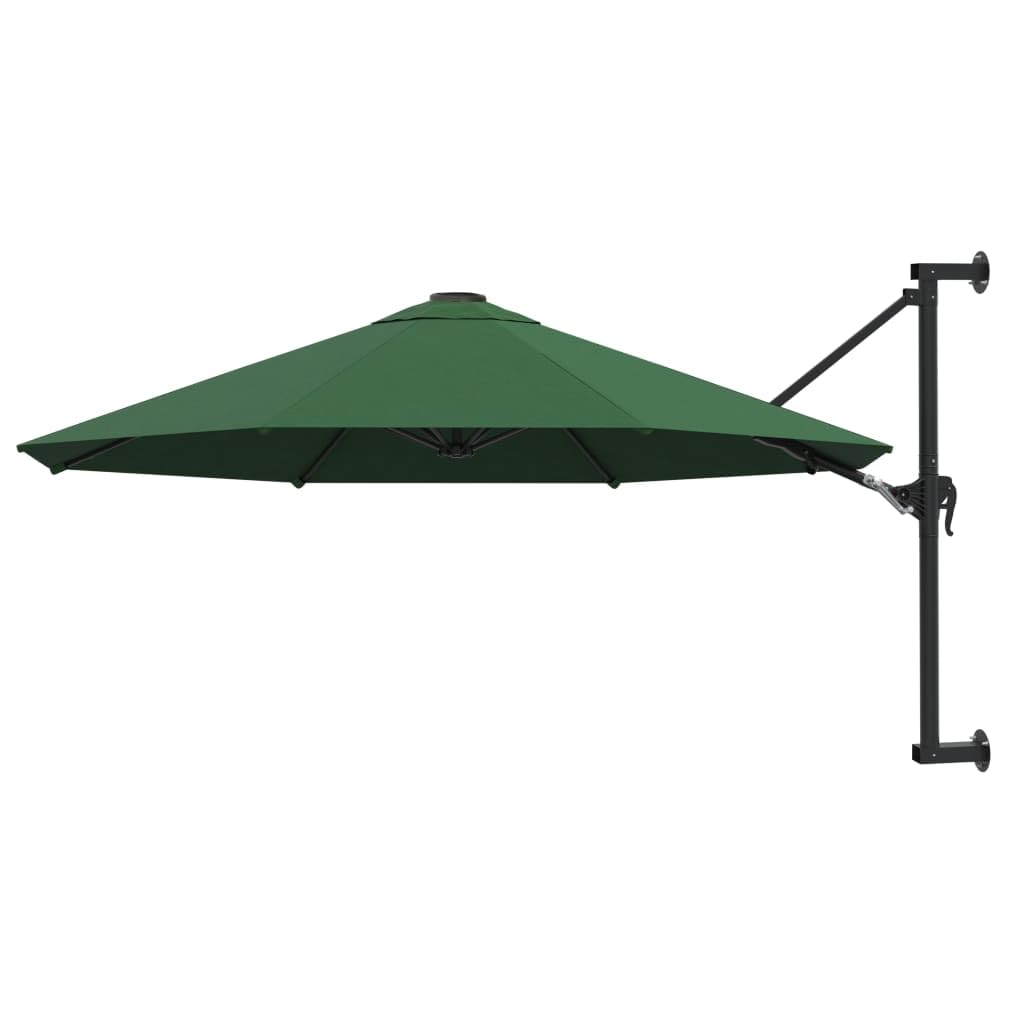 vidaXL Round Wall-Mounted Parasol with Metal Pole & Crank System - 9.8 ft Outdoor Umbrella with UV Protective Polyester Canopy in Chic Anthracite