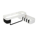 SHRBI Wall Mounted Bathroom Self, Adhesive Storage Holder, Plastic Bathroom/Kitchen Corner Storage Rack with Folding Hook for Sp
