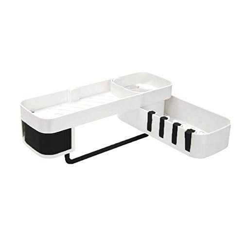 GLIVE (LABEL) Wall Mounted Bathroom Shelf Organizer Storage  SelfAdhesive Bathroom Storage Rack Corner Plastic Bathroom Rack S