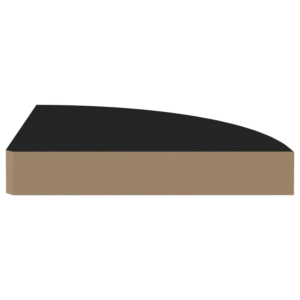 vidaXL Black Floating Corner Shelf - Durable Honeycomb MDF & Metal Material - Modern Design Invisible Mounting System - Ideal for Displaying Books & Decoratives - 9.8"x9.8"x1.5" Size