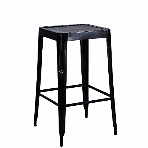 GFURN Industrial Bar Stool Big Raw Metal, Black Distressed