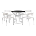 Pangea Home Rose 5-Piece Modern Aluminum Frame Patio Dining Set in White