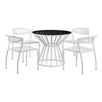 Pangea Home Rose 5-Piece Modern Aluminum Frame Patio Dining Set in White