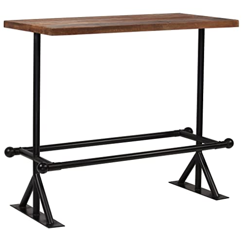 vidaXL Bar Table Pub Standing Wooden Table Home Indoor Outdoor Dining Room Bistro Funiture Solid Reclaimed Wood Dark Brown 47.2&quot;x23.6&quot;x42.1&quot;