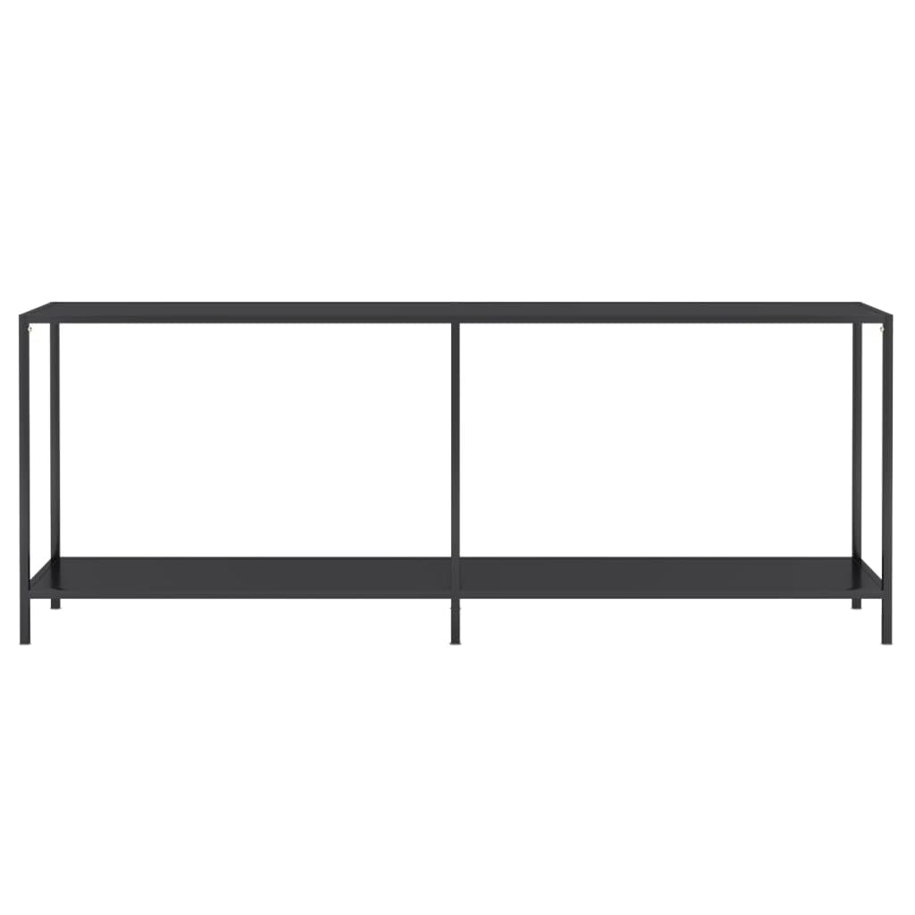 vidaXL Sleek Black Console Table – Modern Tempered Glass and Powder Coated Steel Side Table for Living Room, Office or Lounge with Extra Shelf