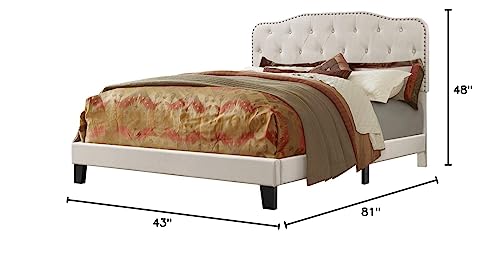 Best Quality Furniture Upholstered Panel Bed, Fog Beige, Twin