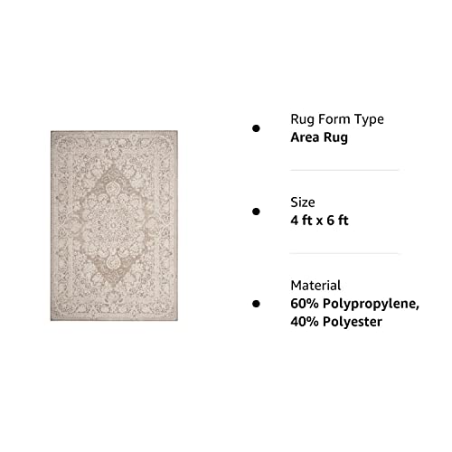 Safavieh Reflection Collection Accent Rug - 4' X 6', Beige & Cream, Vintage Distressed Design, Non-Shedding & Easy Care, Ideal F