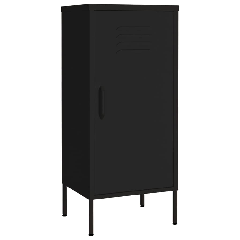 vidaXL Steel Storage Cabinet, Black  Industrial Design with 2 Adjustable Shelves and Levelers, 16.7x13.8x40