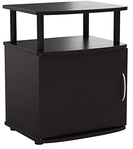 Furinno Jaya End Side Sofa Table/Nightstand With Door, 2-Pack, Pvc Tubes, Black Wood