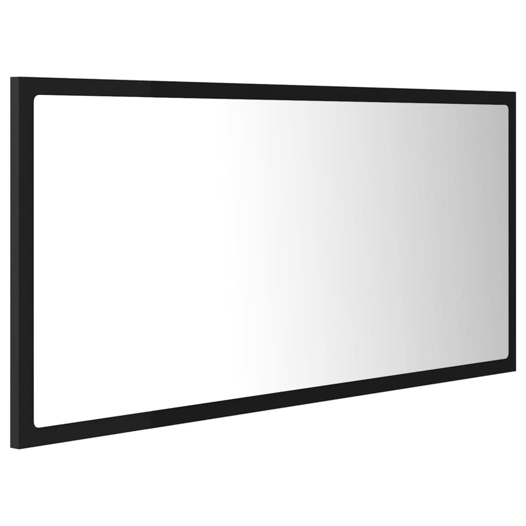 vidaXL Bathroom Mirror, Vanity Mirror Powder Room Mirror, LED Bathroom Mirror Wall Mounted Bath Mirror, Framed Bath Mirror, Industrial, Black Acrylic