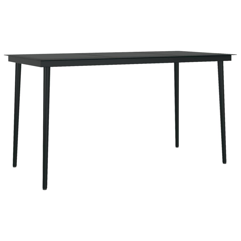 vidaXL Outdoor Steel and Glass Dining Table - Versatile Patio Furniture in Black, Ideal for Garden, Balcony, Perfect for Entertainment and Meals