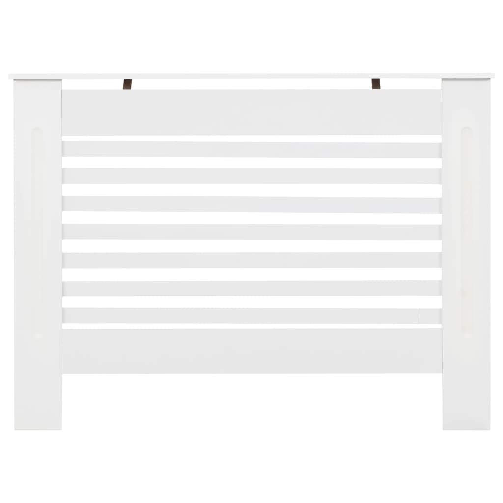 vidaXL Radiator Cover, Slatted Design Heater Cover Cabinet with Storage Shelf, Hide Cluttered Pipes, MDF, 44''x7.5''x32.1'', White