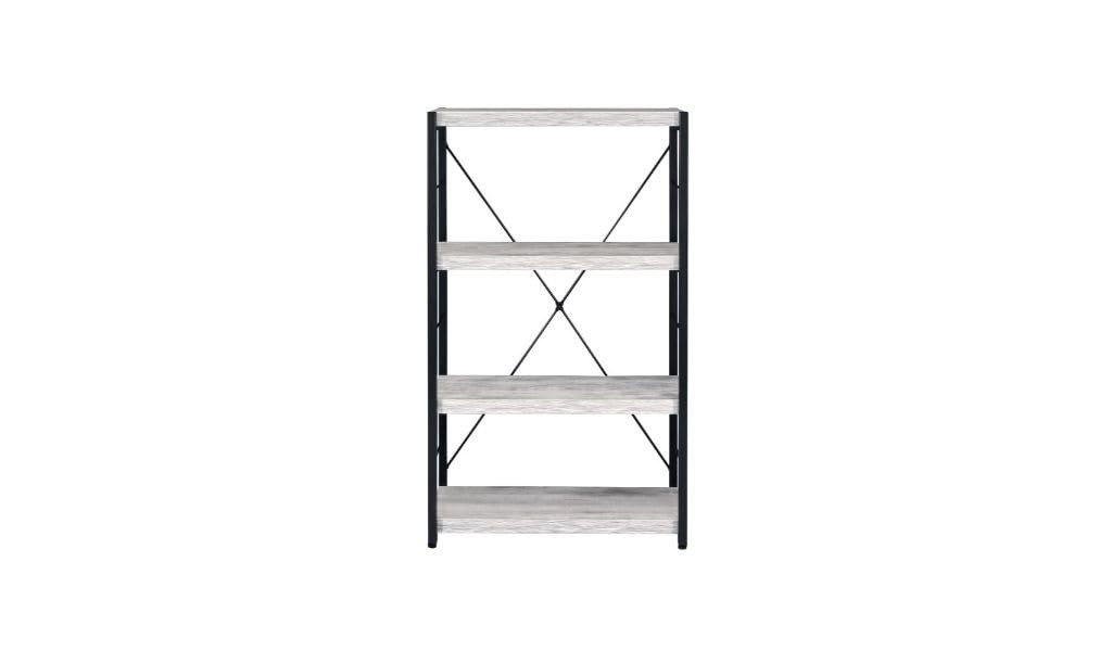 HomeRoots 486309 43 in. Metal Four Tier Etagere Bookcase Antiqued White